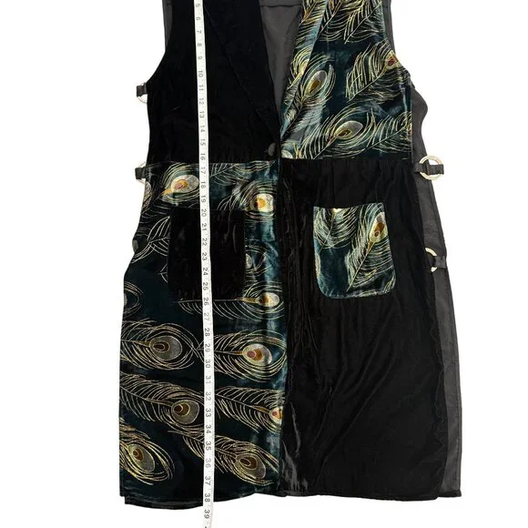 Ania A Vest Peacock Sleeveless Duster Boho Artys  Y2K Vintage 90s Kimono Size L - Picture 6 of 7